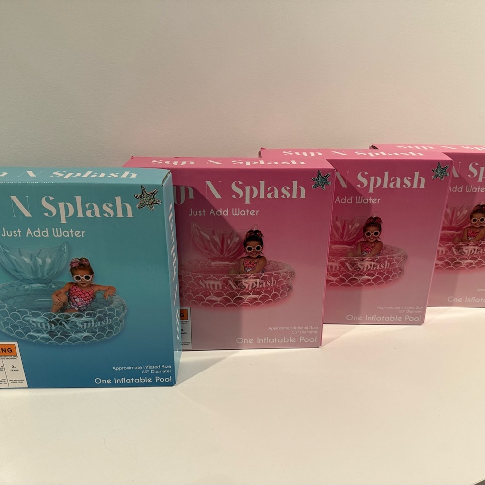 Inflatable mermaid kiddy pool - blue or pink